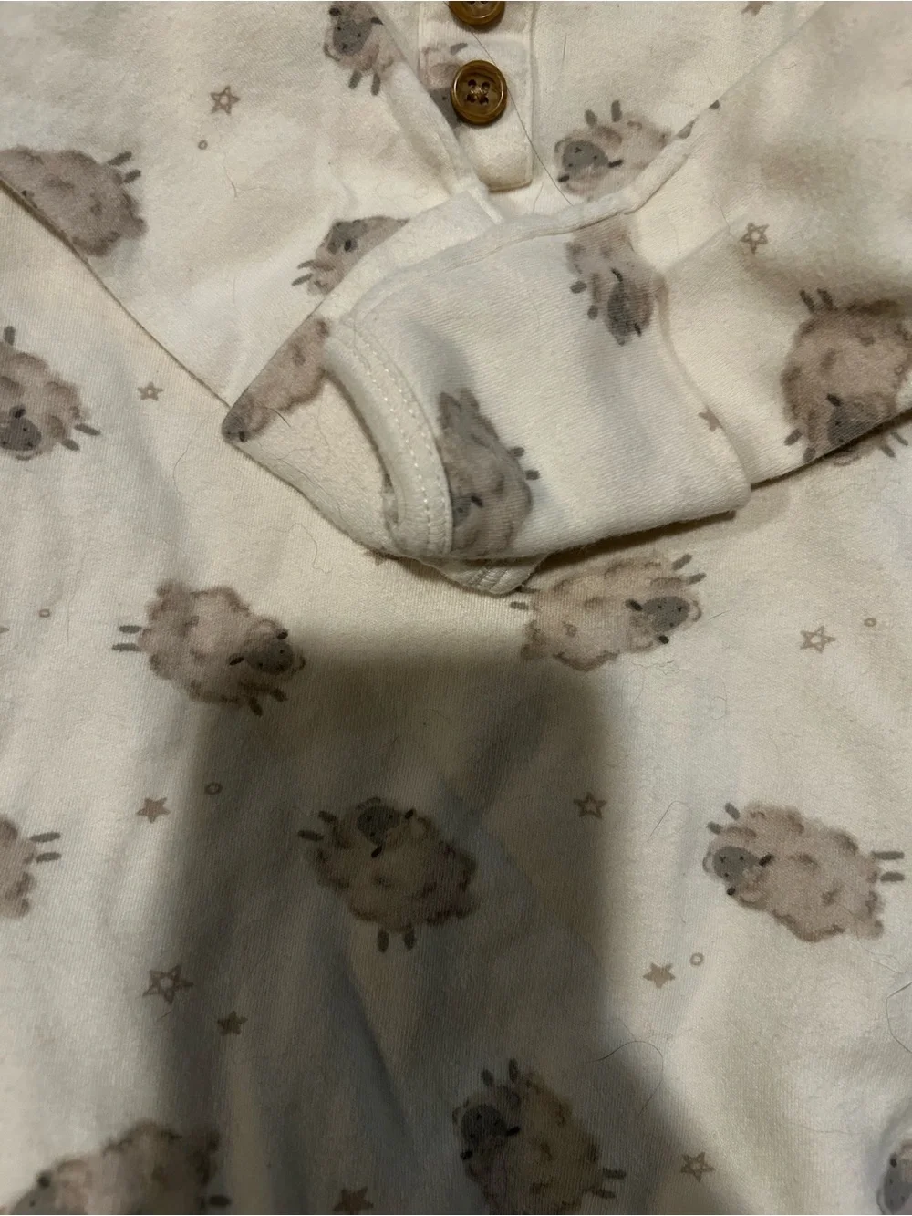 Rabbit + Bear Cream Baby Footie with Sheep Print